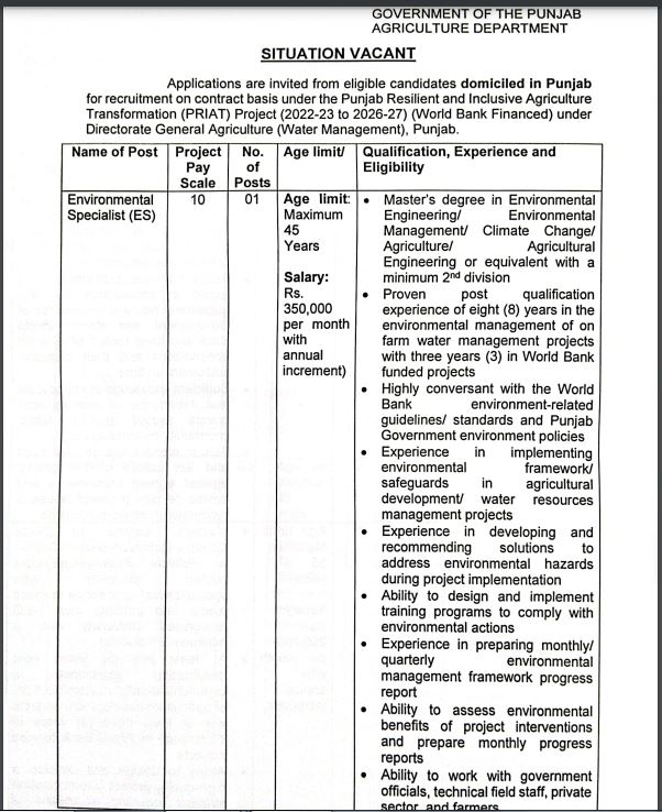 1111 Agriculture Department Punjab