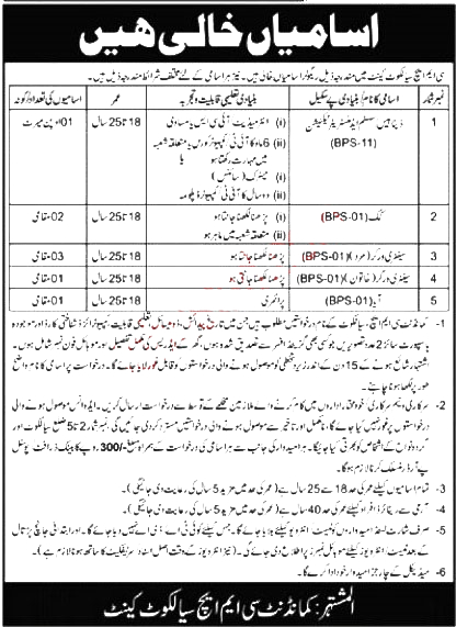 CMH Jobs in Sialkot November 2023 Pak Army Civilian Jobs 2023