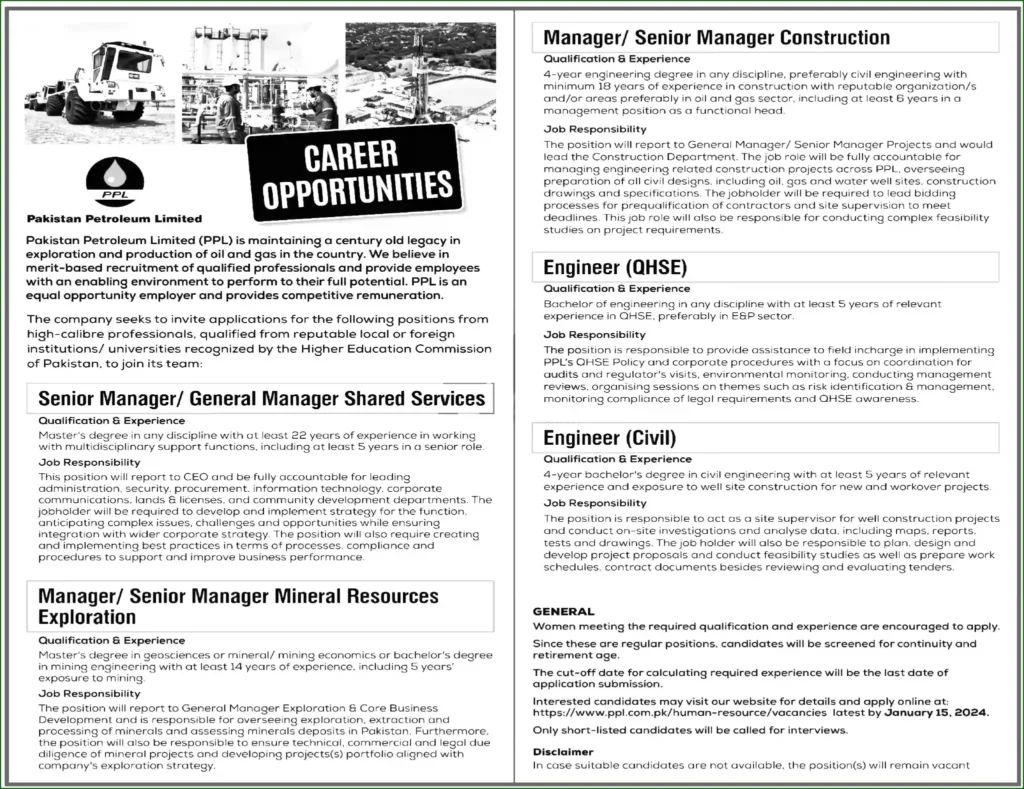 PPL Jobs 2024 Advertisement alertjobspk PPL