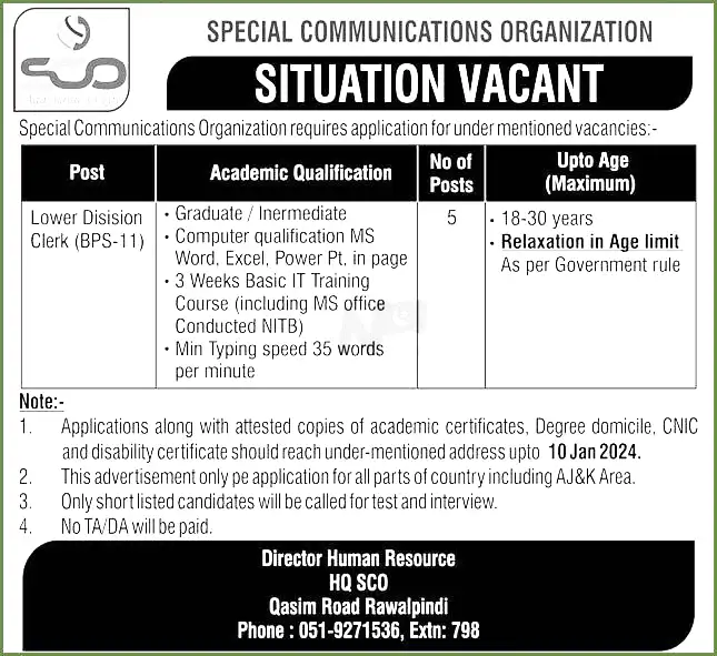 SCO Jobs 2 Special Communication Organization 1 SCO