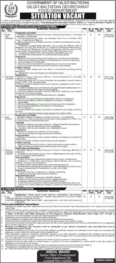 Food Department Gilgit Baltistan Jobs 2024 1 Food Department Gilgit Baltistan Jobs