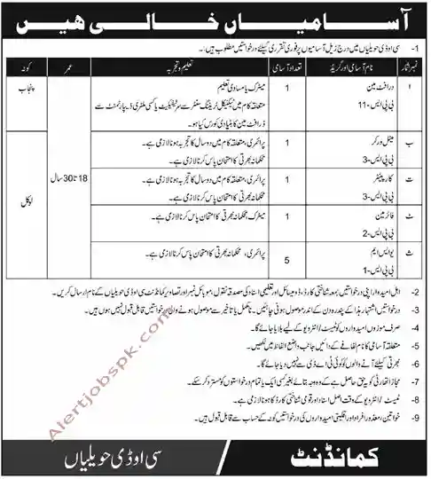 Latest Pakistan Army COD Havelian Jobs 2024 Civilian jobs in Pak army