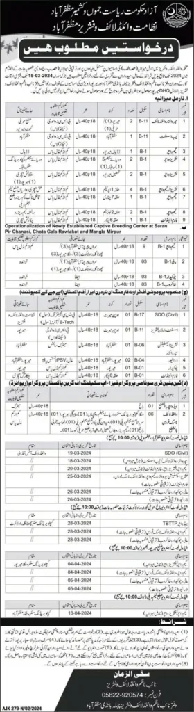 Wildlife and Fisheries Department AJK Jobs 2024 3 Wildlife and Fisheries Department latest AJK Jobs