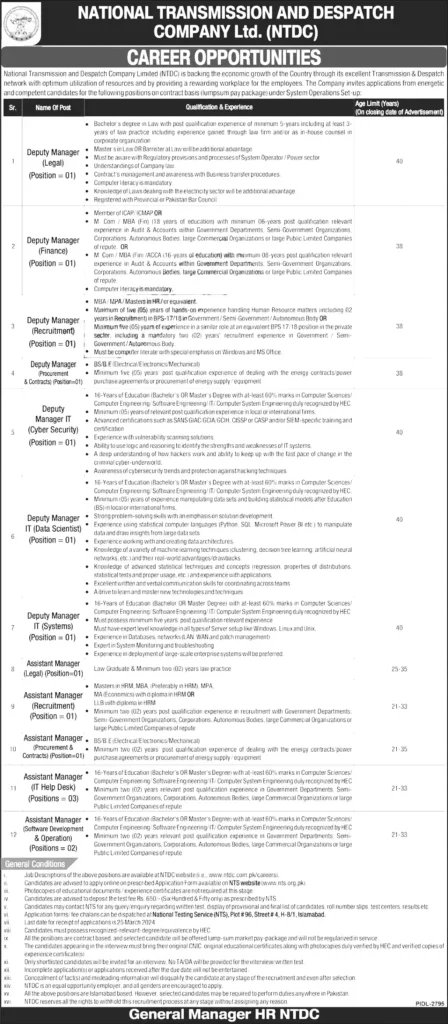 National Transmission and Despatch Company NTDC Jo NTDC latest jobs
